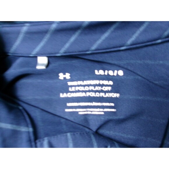 Under Amour The Playoff Polo Shirt Blue Striped Short Sleeve Men's Size Large - Picture 4 of 4